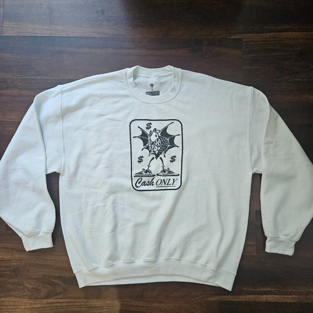 Yok & Sheryo Cash Only white sweatshirt - size XL NWOT